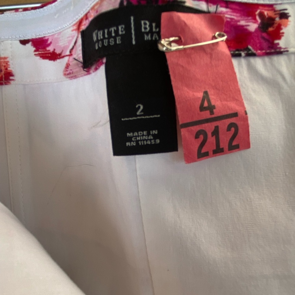 White House Black Market size 2 Floral Strapless Top Side zip hot pink/white - Picture 4 of 6